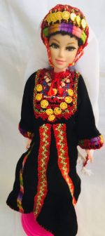 Doll is wearing Palestinian traditional clothes(thobe Al-Anbar ثوب العنبر, Embroidered Dress) - Image 10
