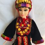 Doll is wearing Palestinian traditional clothes(thobe Al-Anbar ثوب العنبر, Embroidered Dress)