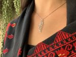 Palestine Calligraphy Map Necklace