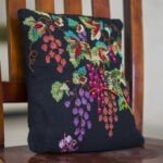 Grape Tree Embroidered Pillow