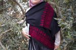 Women Handmade Palestinian Embroidered Shawl, Rectangle Shape, with Red Embroidery
