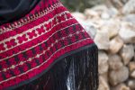 Women Handmade Palestinian Embroidered Shawl, Triangle Shape, with Red and Beige Embroidery - Image 6