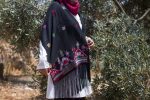 Women Handmade Palestinian Embroidered Shawl, Rectangle Shape, with MultiColor Embroidery - Image 2