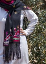 Women Handmade Palestinian Embroidered Shawl, Rectangle Shape, with MultiColor Embroidery - Image 11