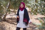 Women Handmade Palestinian Embroidered Shawl, Rectangle Shape, with Red and Green Embroidery - Image 2