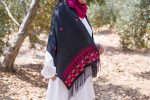 Women Handmade Palestinian Embroidered Shawl, Rectangle Shape, with Red and Green Embroidery - Image 3