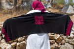 Women Handmade Palestinian Embroidered Shawl, Rectangle Shape, with Red Embroidery on Velvet fabric - Image 2