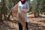 Women Handmade Palestinian Embroidered Shawl, Triangle Shape, with Red and Green Embroidery - Image 4