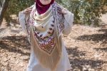 Women Handmade Palestinian Embroidered Shawl, Triangle Shape, with Red and Green Embroidery - Image 5