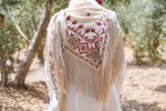 Women Handmade Palestinian Embroidered Shawl, Triangle Shape, with Red and Green Embroidery - Image 3