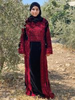 Handmade Palestinian embroidered Thobe with Velvet fabric - Image 3