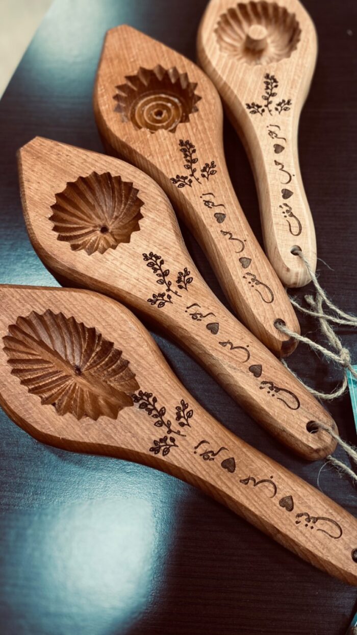 Handcrafted Maamoul Wooden Mold Set – Beech Wood (4 Pieces) - Image 3