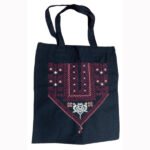 Palestinian Embroidered Tote Bag – Black with Burgundy & White Tatreez
