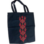 Hand-Embroidered Tote Bag – Traditional Geometric Central Pattern