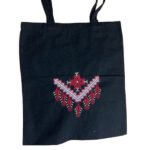 Palestinian Embroidered Tote Bag – Red Star V Pattern
