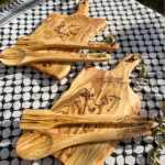 Personalized Olive Wood Cutting Board & Serving Spoon Set