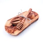 Olive Wood Tray with Honey Dipper & Citrus Reamer