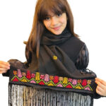 Handmade Embroidered Shawl – Palestinian Spring Pattern - Image 3