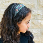 Palestinian Tatreez Embroidered Headband – Black with Mint Border (Multicolor) - Image 3