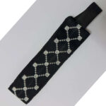 Elastic Palestinian Tatreez Headband (Bandana) – Black & White Keffiyeh Pattern - Image 2