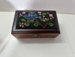 "Palestine Sunbird" Hand-Embroidered Wooden Box - Size 18x10.5x6 cm