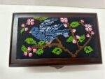 "Palestine Sunbird" Hand-Embroidered Wooden Box - Size 18x10.5x6 cm