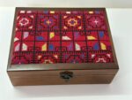 Hand-Embroidered Palestinian Wooden Box -Size 23x18x6.5 cm