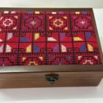Hand-Embroidered Palestinian Wooden Box -Size 23x18x6.5 cm
