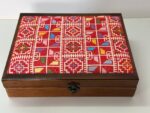 Premium Handmade Palestinian Embroidery Wooden Box - Size 29x23x6 cm