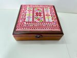 "Canaanite Motifs" Premium Hand-Embroidered Palestinian Wooden Box - Size 23x23x6 cm