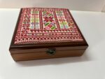 "Canaanite Motifs" Premium Hand-Embroidered Palestinian Wooden Box - Size 23x23x6 cm
