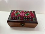 "Classic Patterns" Hand-Embroidered Palestinian Wooden Box - Size 18x10.5x6 cm