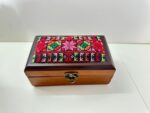 "Classic Patterns" Hand-Embroidered Palestinian Wooden Box - Size 18x10.5x6 cm