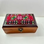 "Classic Patterns" Hand-Embroidered Palestinian Wooden Box - Size 18x10.5x6 cm