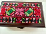 "Classic Patterns" Hand-Embroidered Palestinian Wooden Box - Size 18x10.5x6 cm