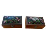 "Palestine Sunbird" Hand-Embroidered Wooden Box - Size 18x10.5x6 cm - الصورة 11