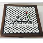 "Pride of Identity" Wooden Box - Hebron Ceramic (Flag & Kufiya) - Size 23x23x8 cm - Image 2