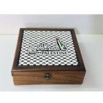 "Pride of Identity" Wooden Box - Hebron Ceramic (Flag & Kufiya) - Size 23x23x8 cm - Image 3