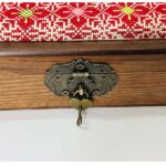 "Vein of Roses" Wooden Box - Hand-Embroidered with Lock & Key (33.5x18x8 cm) - Image 2