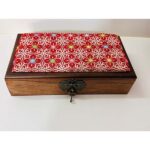 "Vein of Roses" Wooden Box - Hand-Embroidered with Lock & Key (33.5x18x8 cm) - Image 3
