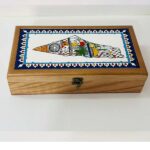 "Bayader Light" Wooden Box with Hebron Ceramic Tile - Size 33.5x18x8 cm