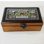 "Spirit of Jerusalem" Wooden Box with Hebron Ceramic - Size 18x10.5x6 cm - Image 3
