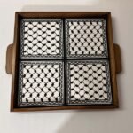 Kufiya Pattern Wooden Serving & Decor Tray - Large Size (32x32 cm)
