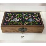 "Ambassador of Freedom" Wooden Box - Hand-Embroidered Palestinian Sunbird (33.5x18x8 cm) - Image 3