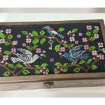 "Ambassador of Freedom" Wooden Box - Hand-Embroidered Palestinian Sunbird (33.5x18x8 cm) - Image 4