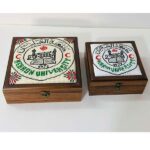 Custom Corporate Logo Wooden Box - 100% Hand-Embroidered (Available in 2 Sizes)