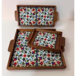 Wooden Tray Set - Royal Floral Pattern (Complete 3-Piece Set)