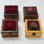 Mini Heritage Wooden Favor Boxes – Machine Embroidered (Size 10x10x6 cm)