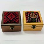Mini Heritage Wooden Favor Boxes – Machine Embroidered (Size 10x10x6 cm) - Image 2