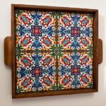 Traditional Hebron Ceramic Wooden Tray – Large Size (Quad-Tile)
